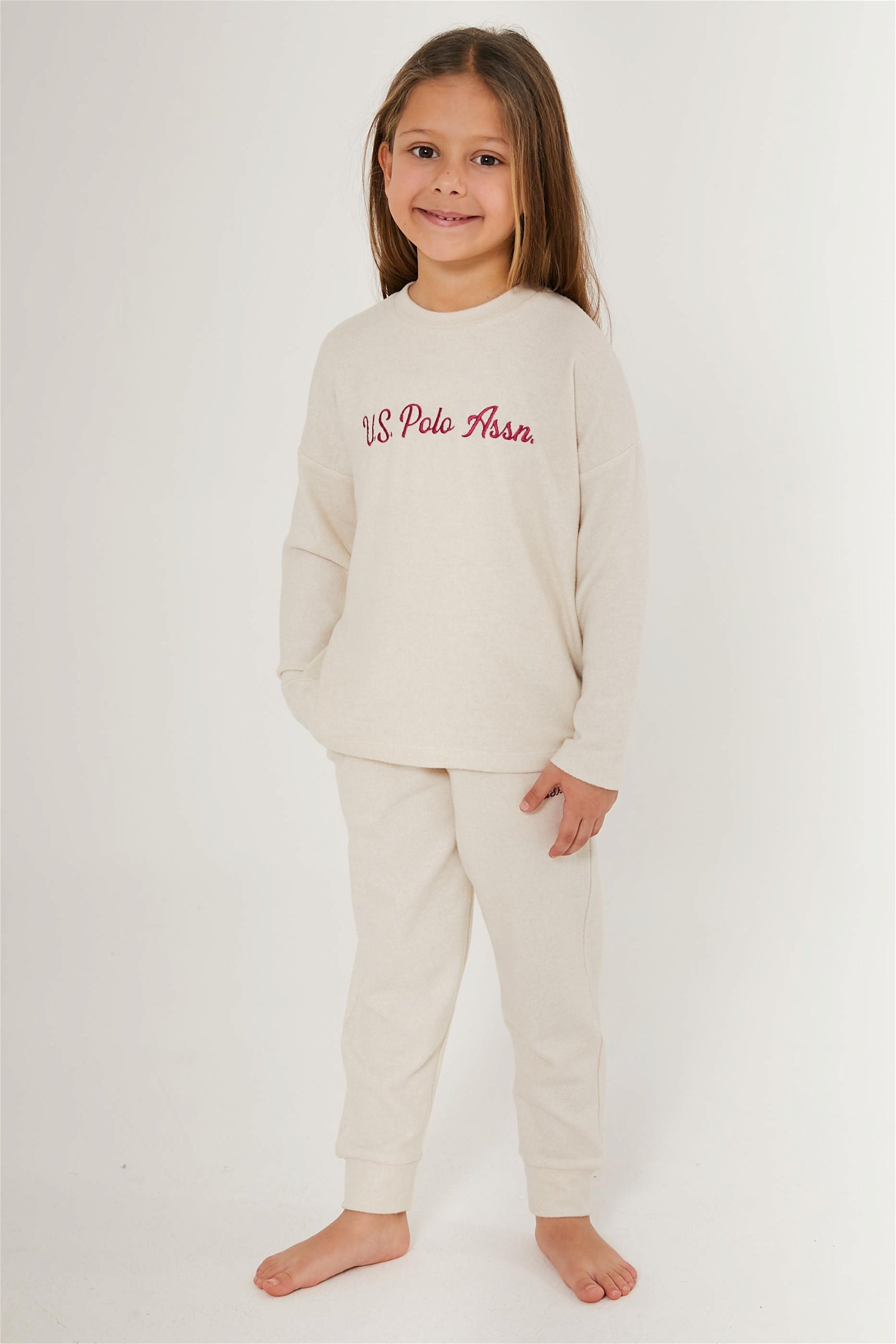 Kız Çocuk Krem Pijama Takımı