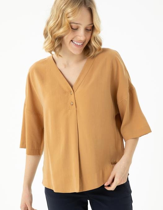 Kadın Camel Kısa Kollu Gömlek