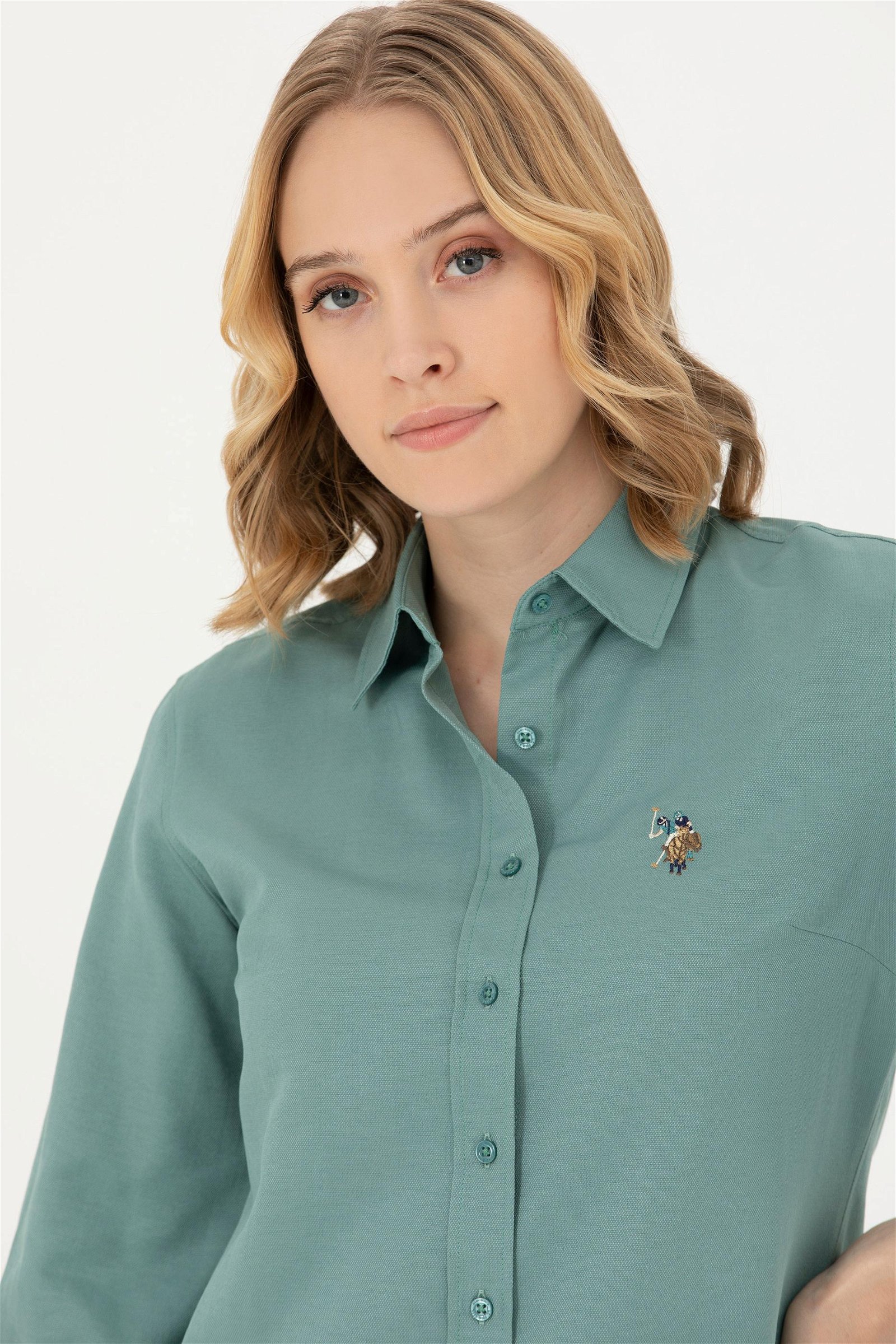 Kadın Mint Uzun Kollu Basic Gömlek