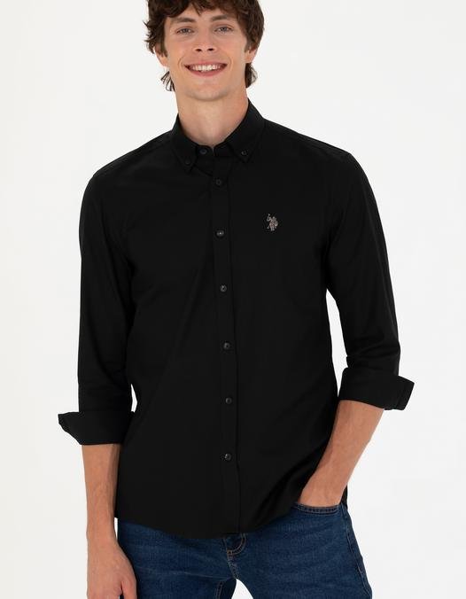 Erkek Siyah Uzun Kollu Basic Gömlek