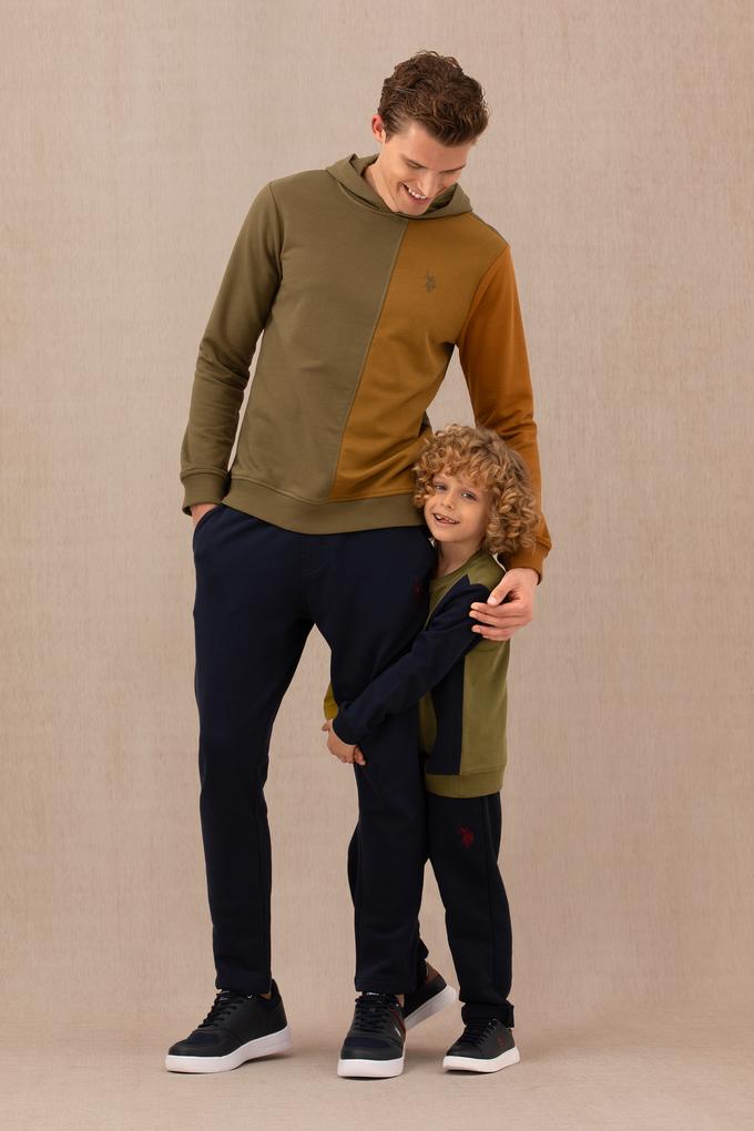 Çocuk Haki Bisiklet Yaka Sweatshirt