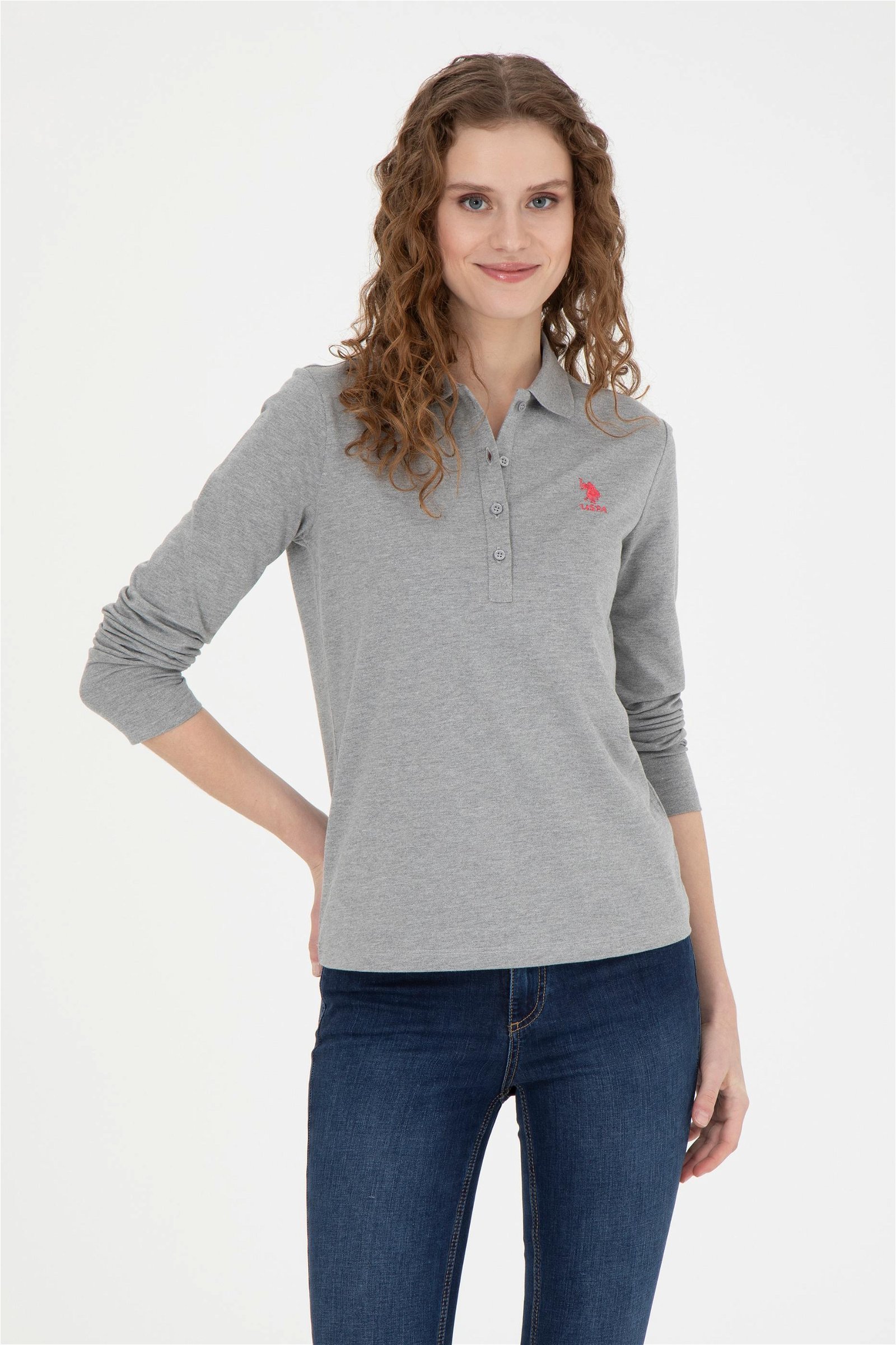 Kadın Gri Melanj Basic Sweatshirt