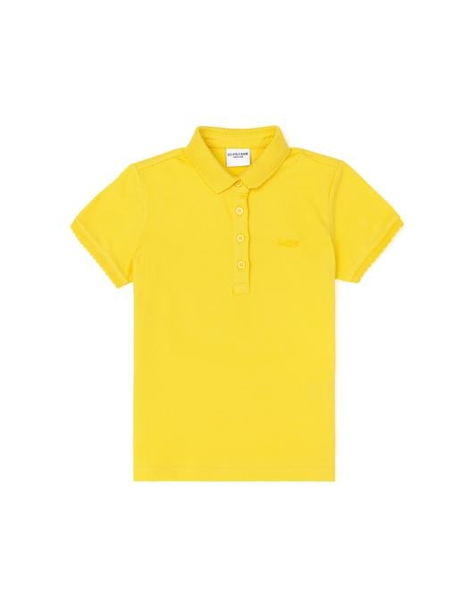 Kız Çocuk Sarı Polo Yaka Basic Tişört