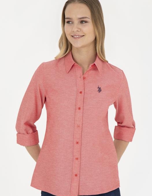 Kadın Kırmızı Uzun Kollu Basic Gömlek