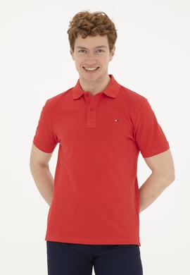 Erkek Kırmızı Basic Polo Yaka Tişört