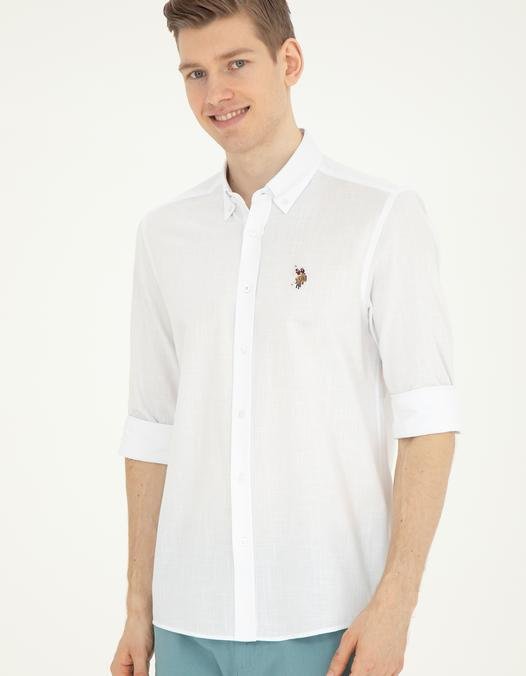 Erkek Beyaz Uzun Kollu Basic Gömlek