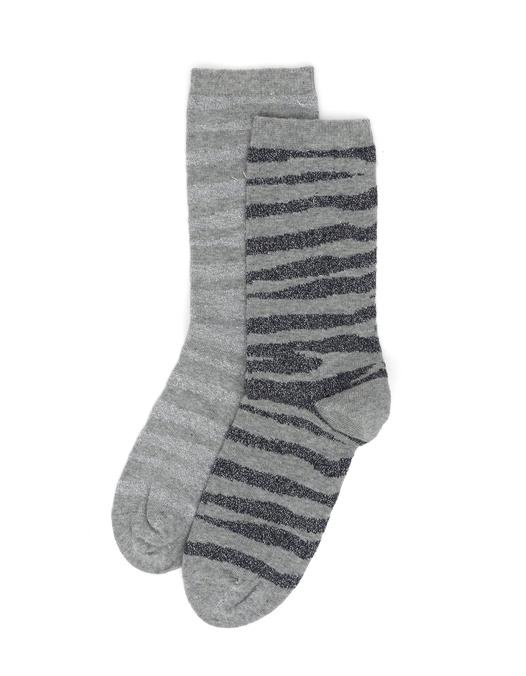 Kadın Gri Melanj Çorap