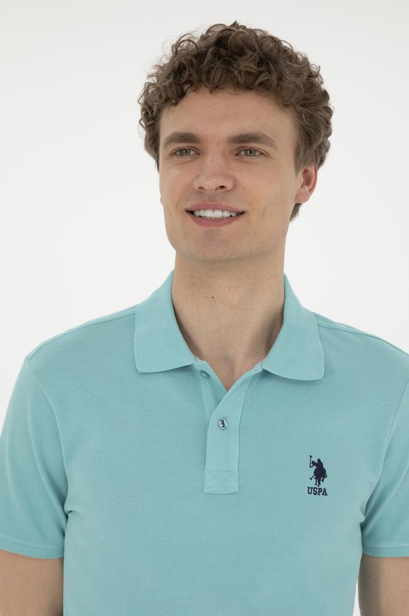 Erkek Slim Fit Polo Yaka Mint Basic Tişört