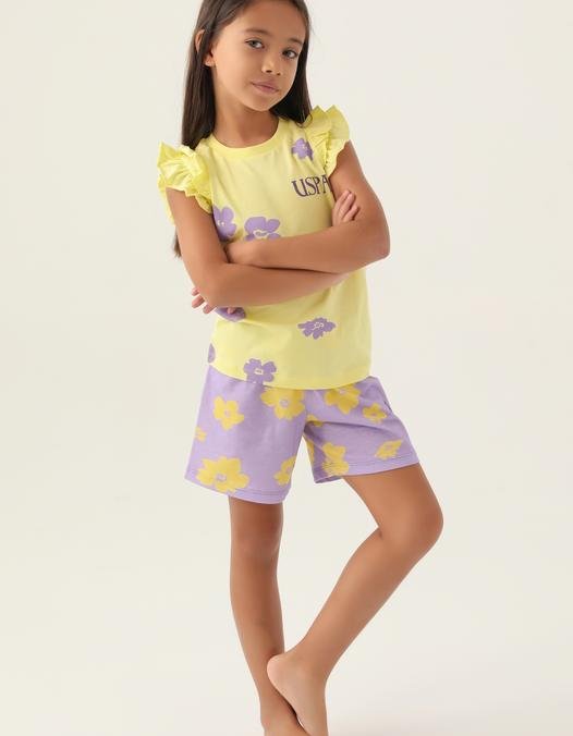 Kız Çocuk Açık Sarı Pijama Takımı