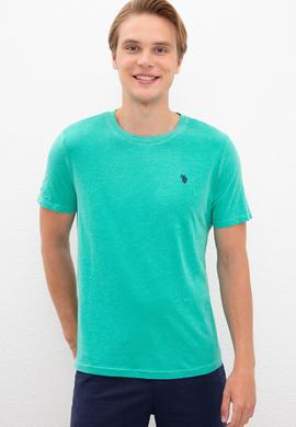 Erkek Yeşil Bisiklet Yaka T-Shirt Basic