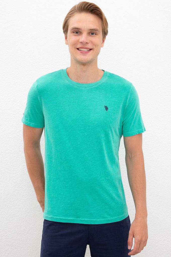 Erkek Yeşil Bisiklet Yaka T-Shirt Basic