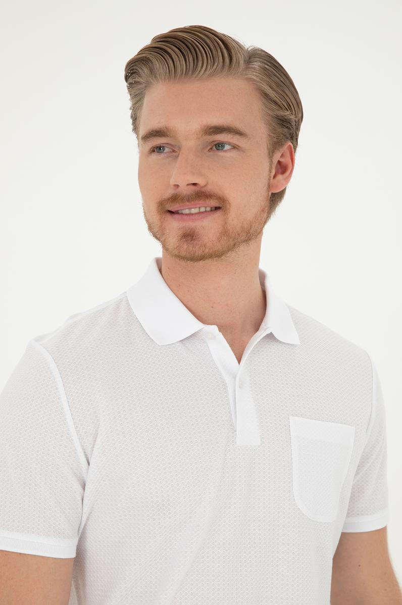 Erkek Regular Fit Polo Yaka Beyaz Tişört