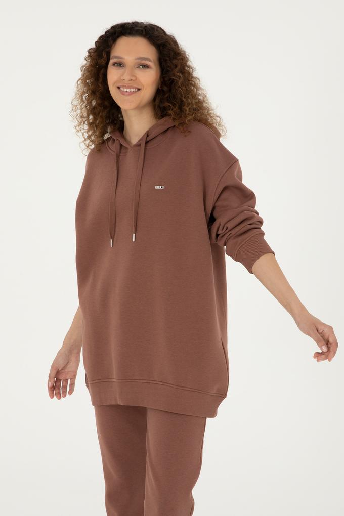 Kadın Camel Kapüşonlu Sweatshirt