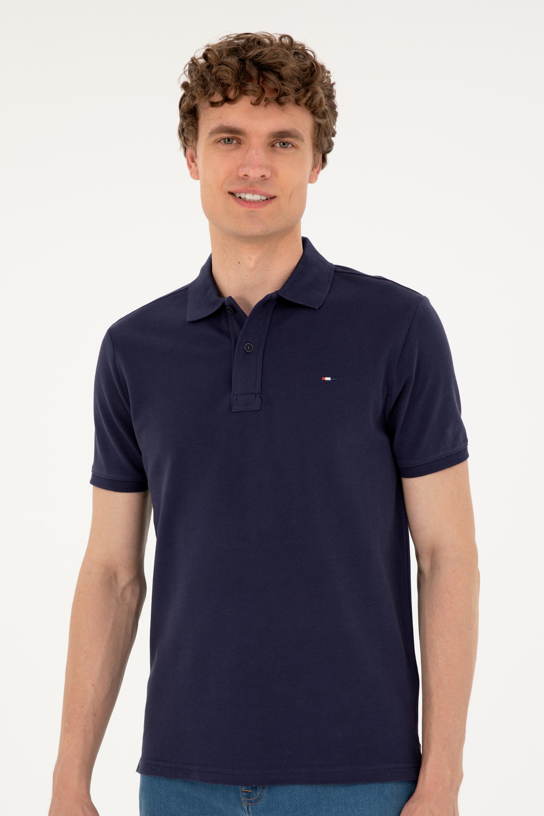 Erkek Lacivert Basic Polo Yaka Tişört