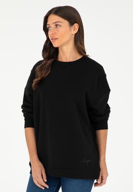 Kadın Siyah Bisiklet Yaka Sweatshirt