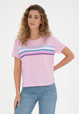 Kadın Pembe Bisiklet Yaka Tişört