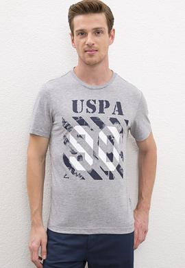 Erkek Gri Melanj Bisiklet Yaka T-Shirt
