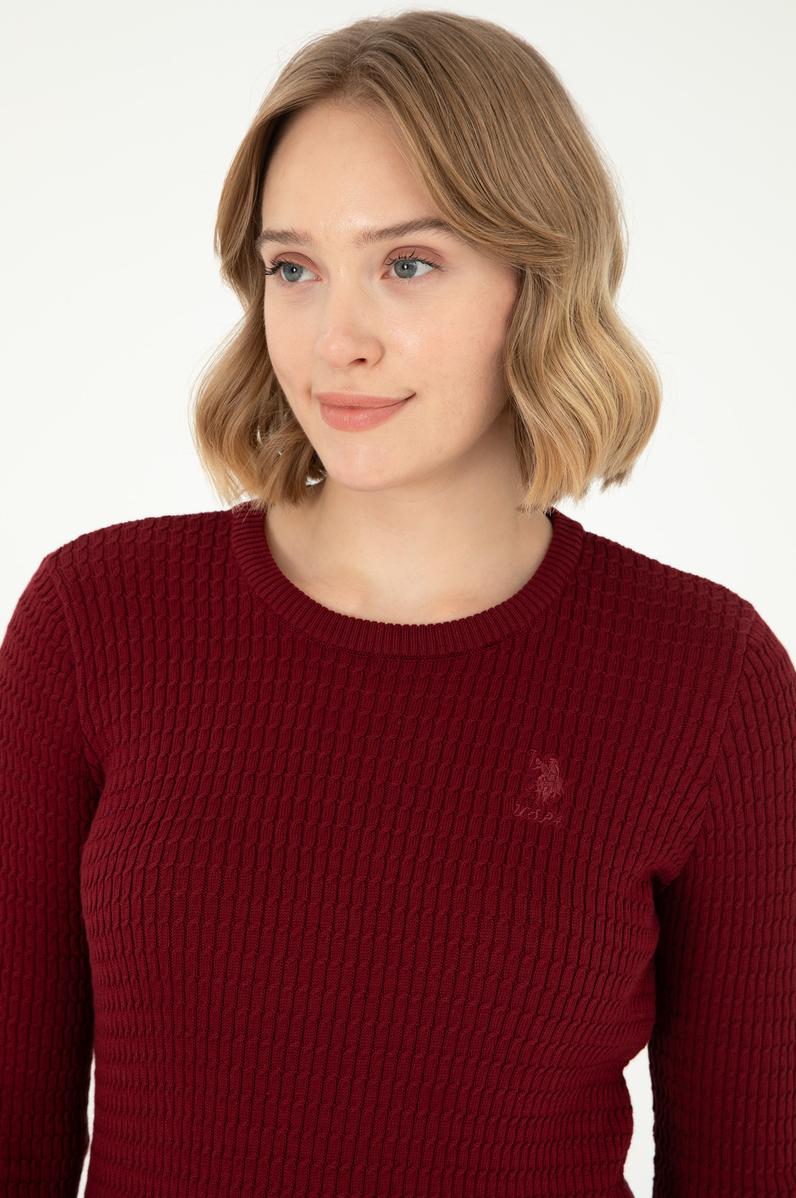 Kadın Bordo Basic Kazak
