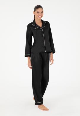 Siyah Saten Pijama Takımı