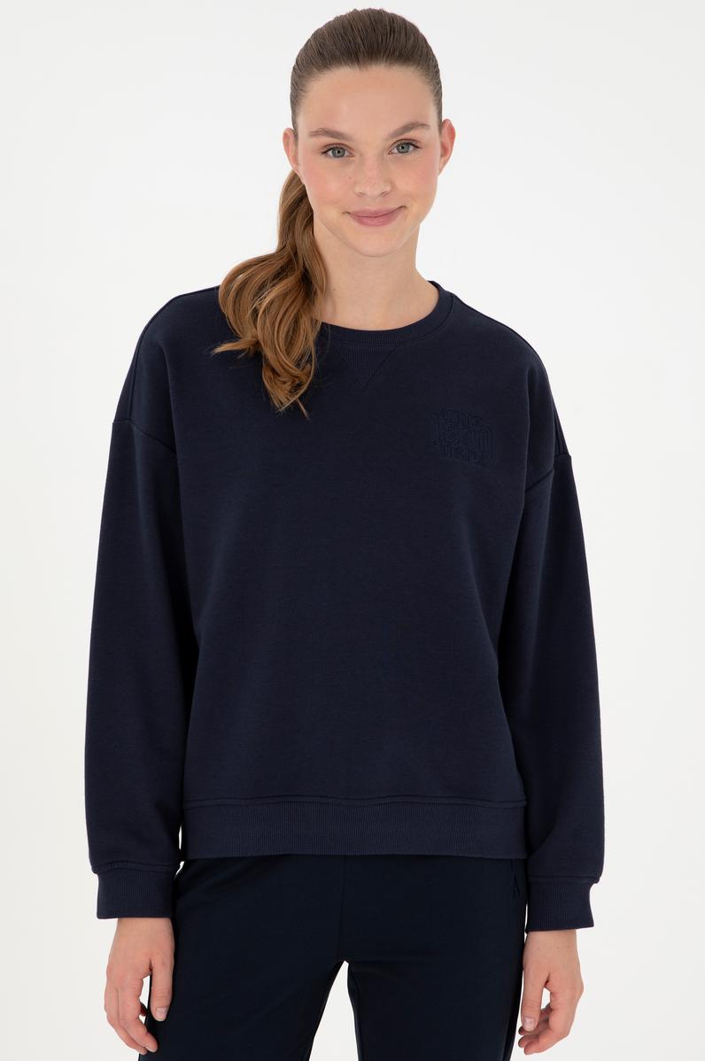 Kadın Lacivert Bisiklet Yaka Sweatshirt