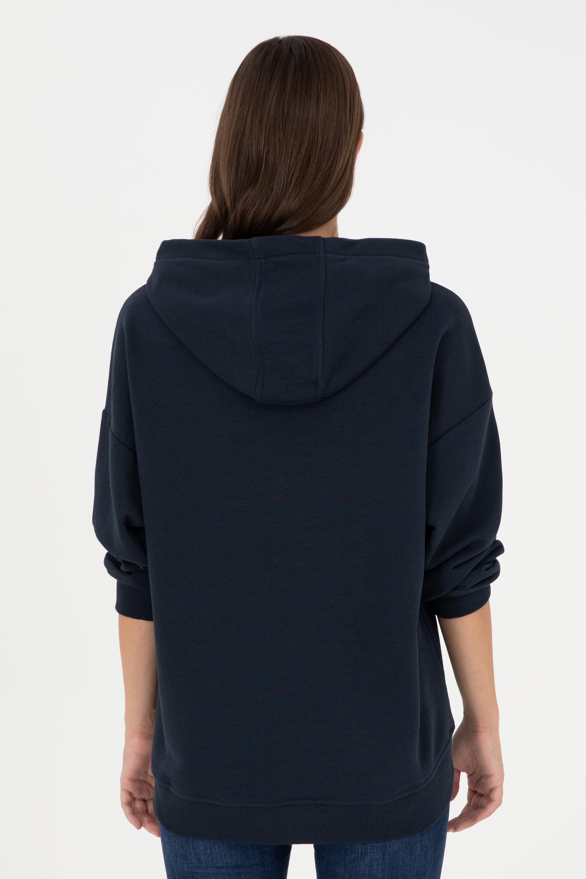 Kadın Lacivert Kapüşonlu Sweatshirt