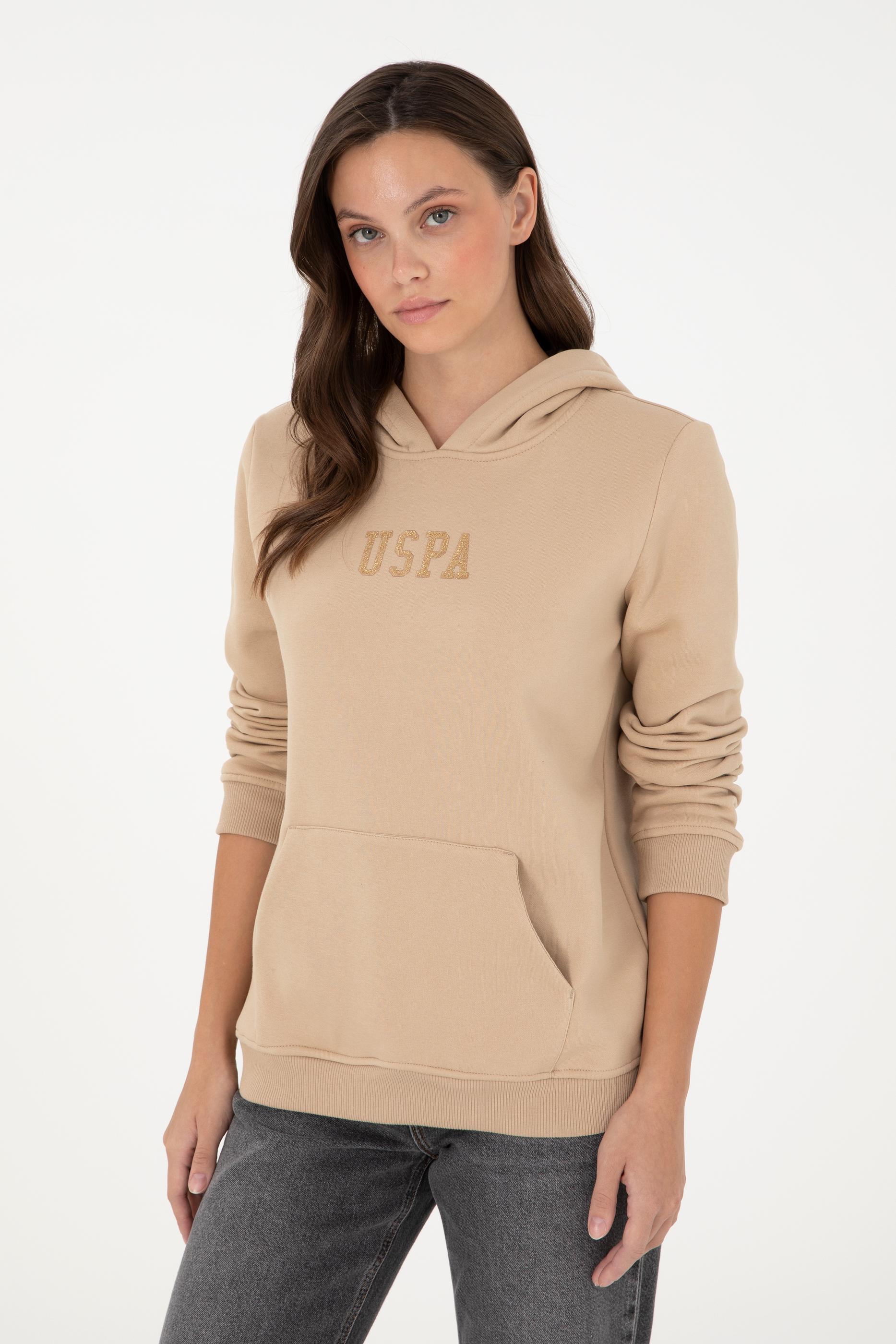 Kadın Kum Basic Kapüşonlu Sweatshirt
