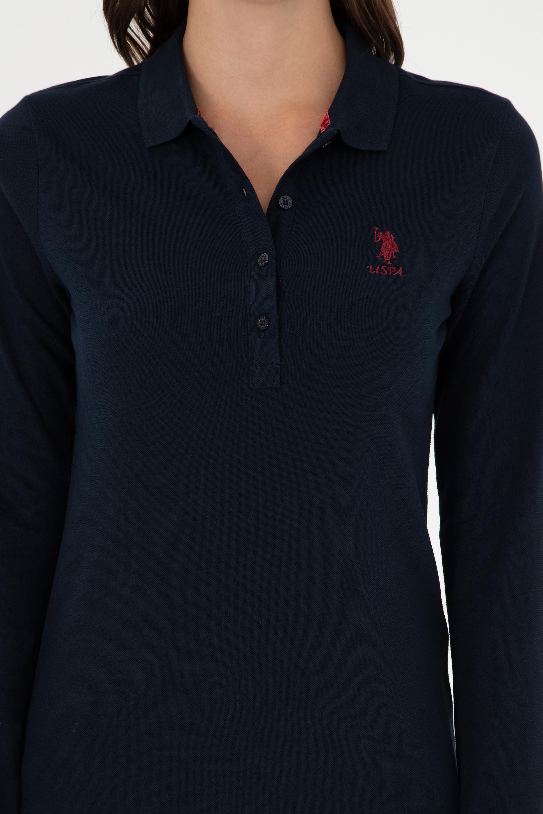 Kadın Lacivert Basic Polo Yaka Sweatshirt
