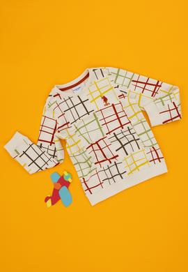 Erkek Çocuk Krem Bisiklet Yaka Sweatshirt