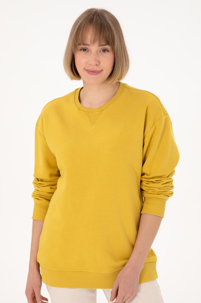 Erkek Sarı Basic Sweatshirt