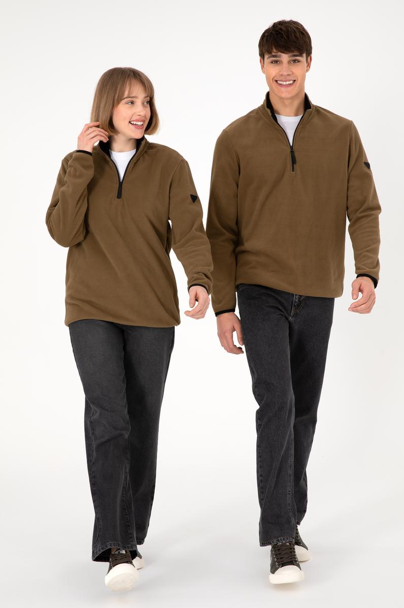 Erkek Haki Basic Sweatshirt