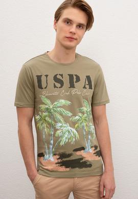 Erkek Haki Bisiklet Yaka T-Shirt