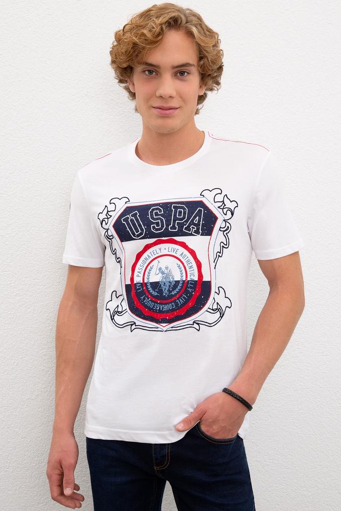 Erkek Beyaz Bisiklet Yaka T-Shirt