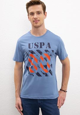 Erkek İndigo Bisiklet Yaka T-Shirt