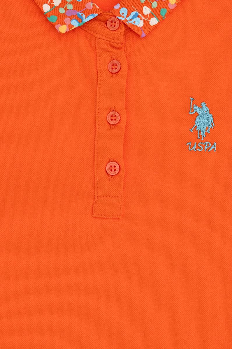Kız Çocuk Nar Çiçeği Polo Yaka Basic Tişört