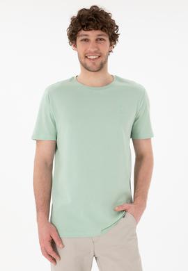 Erkek Regular Fit Bisiklet Yaka Su Yeşili Basic Tişört
