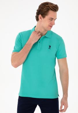 Erkek Slim Fit Polo Yaka Mint Basic Tişört