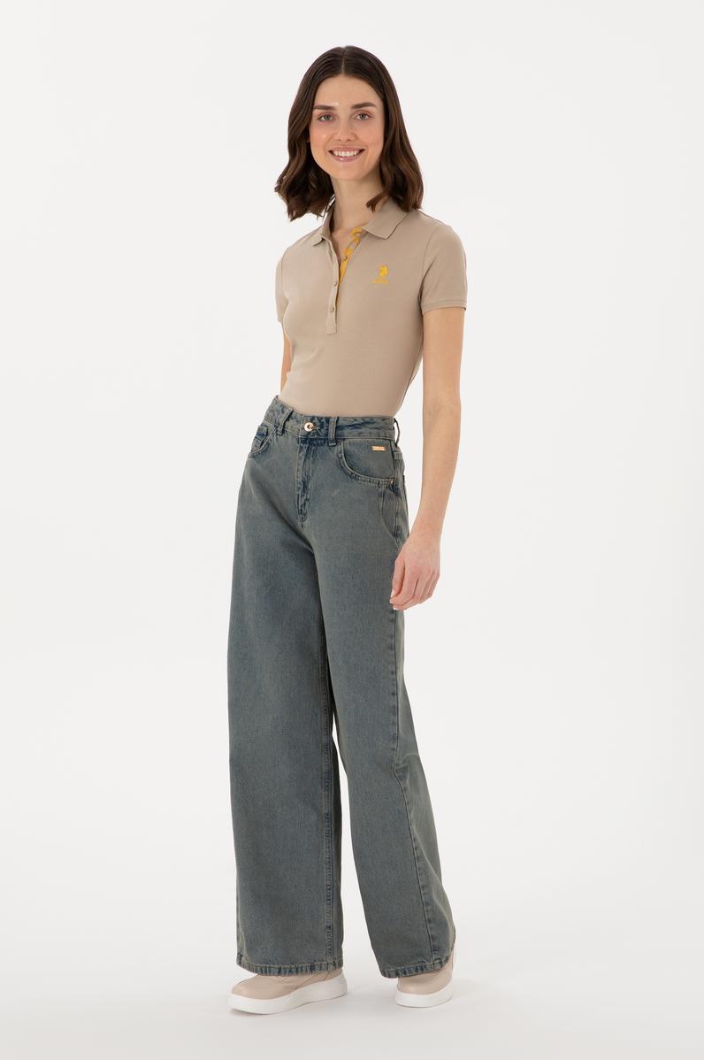 Kadın Yeşil Loose Fit Jean Pantolon