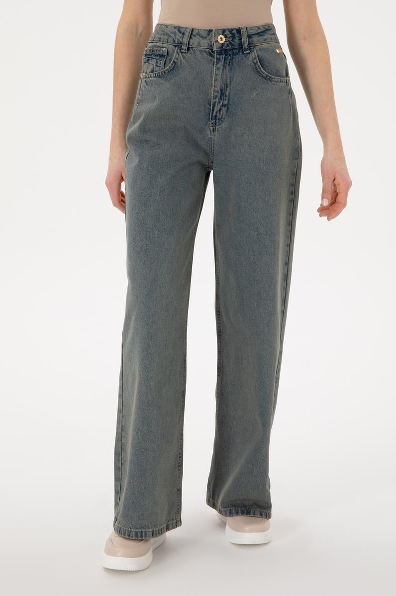 Kadın Yeşil Loose Fit Jean Pantolon