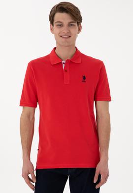 Erkek Regular Fit Polo Yaka Kırmızı Basic Tişört