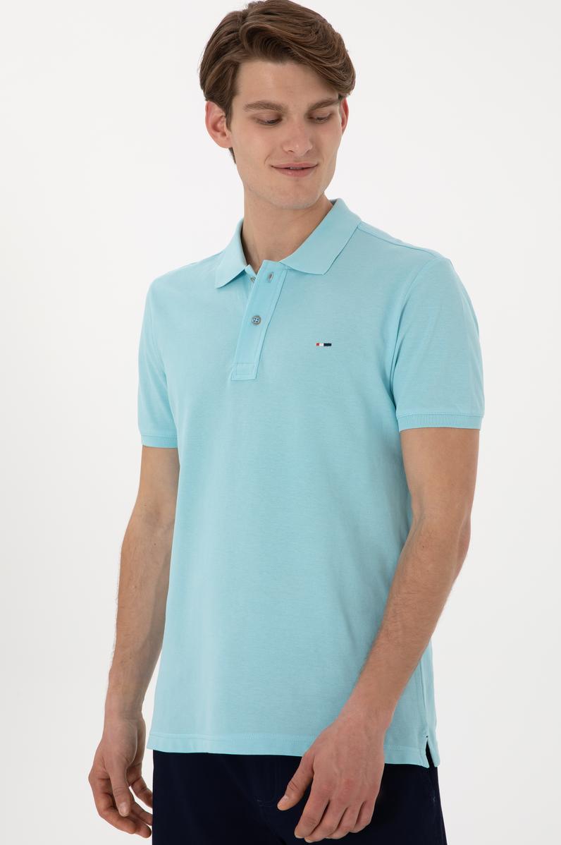 Erkek Slim Fit Polo Yaka Aqua Basic Tişört