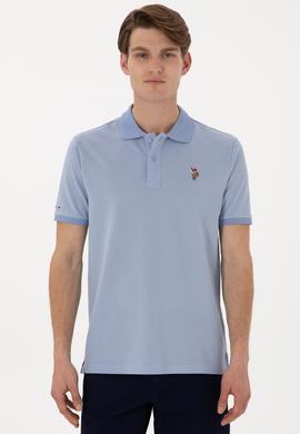 Erkek Regular Fit Polo Yaka Mavi Basic Tişört