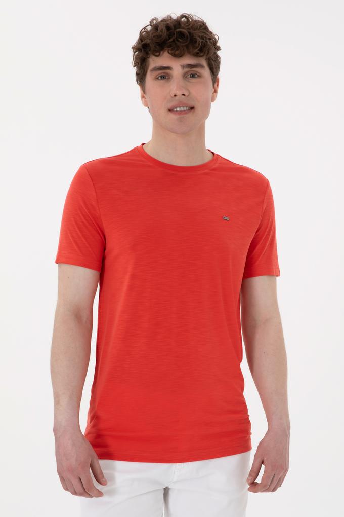 Erkek Regular Fit Bisiklet Yaka Modal Kırmızı Basic Tişört