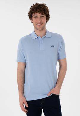 Erkek Regular Fit Polo Yaka Açık Mavi Basic Tişört