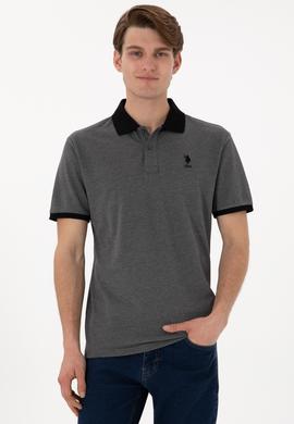 Erkek Regular Fit Polo Yaka Antrasit Melanj Basic Tişört