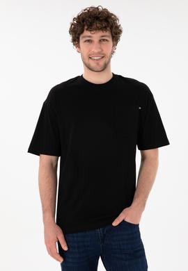 Erkek Comfort Fit Bisiklet Yaka Siyah Tişört