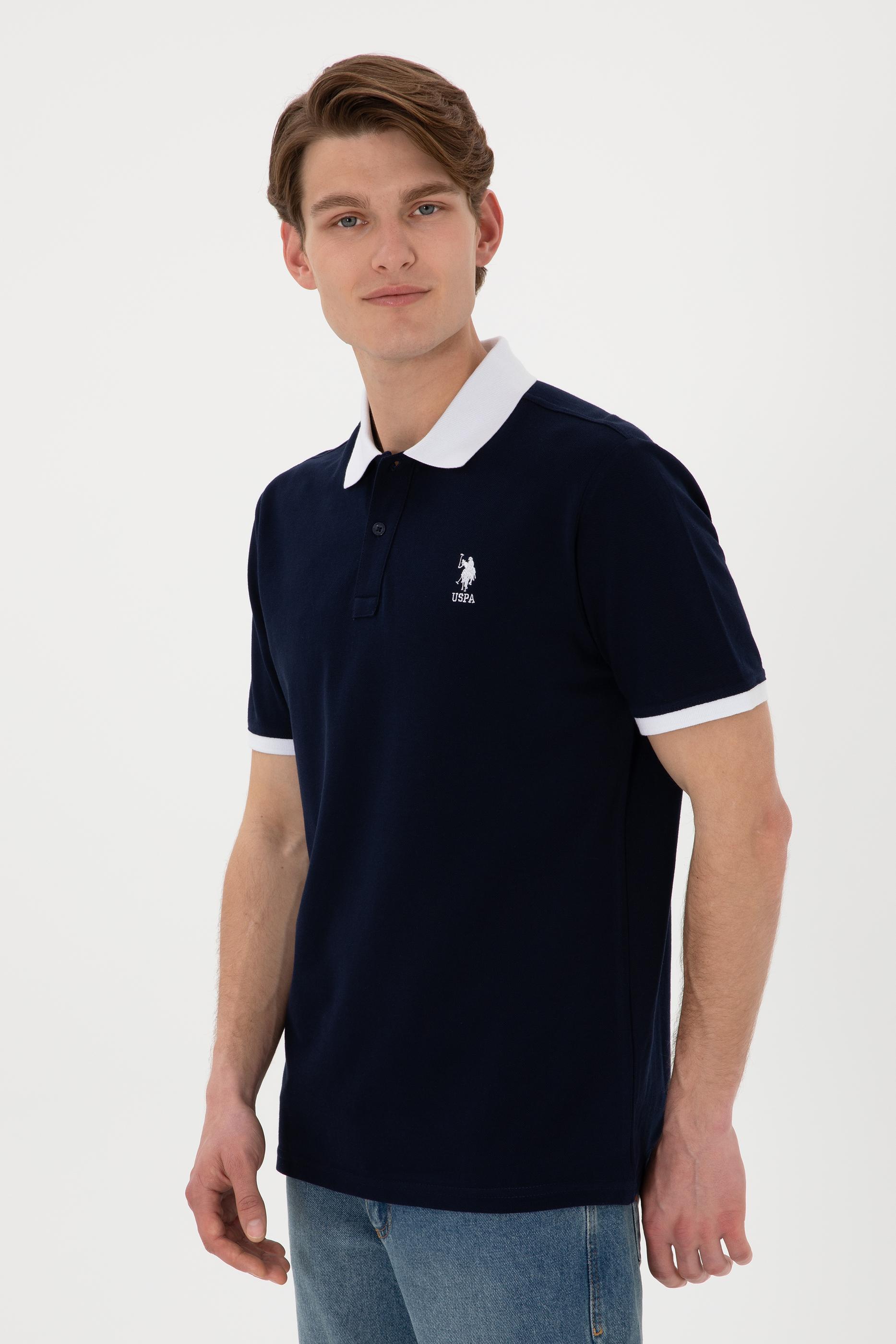 Erkek Regular Fit Polo Yaka Lacivert Basic Tişört