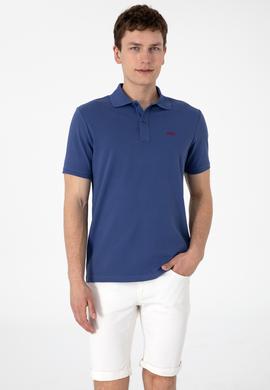 Erkek Regular Fit Polo Yaka Açık Lacivert Basic Tişört