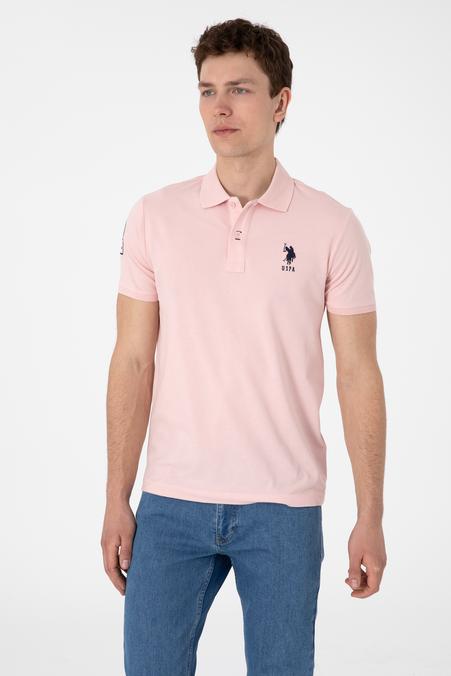 Erkek Slim Fit Polo Yaka Pudra Basic Tişört