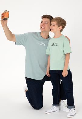 Erkek Çocuk Su Yeşili Comfort Basic Bisiklet Yaka Tişört