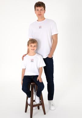 Erkek Comfort Fit Bisiklet Yaka Beyaz Tişört
